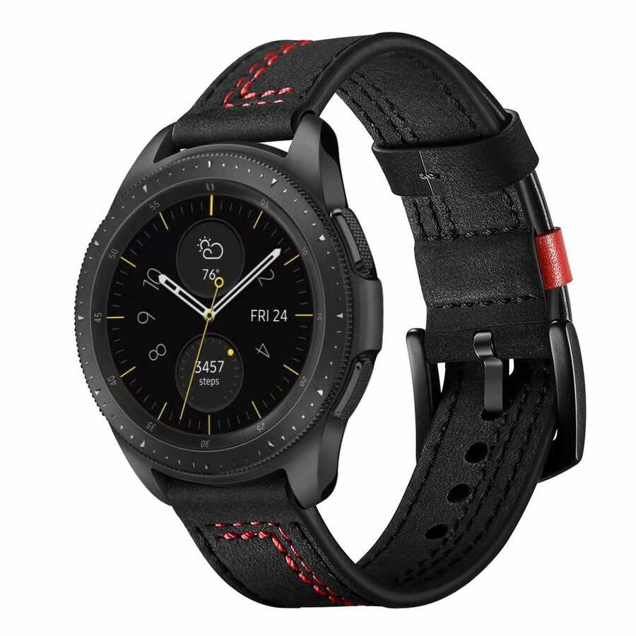 Galaxy Watch 46mm (22mm) KRD-19 Deri Kordon Siyah