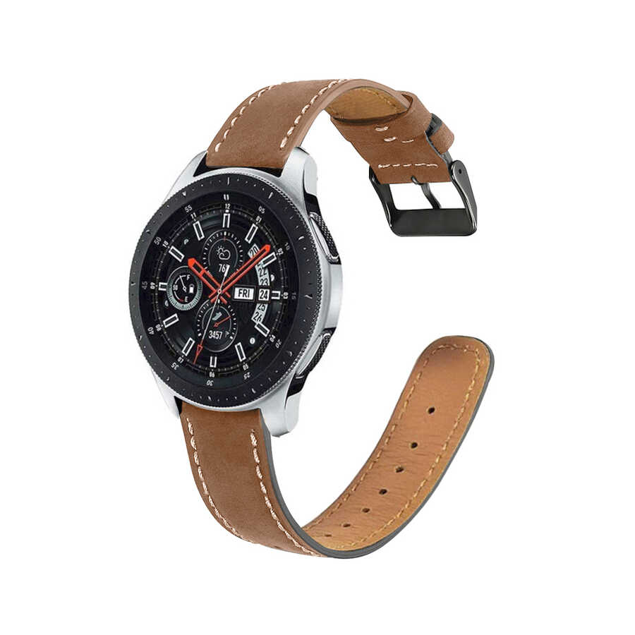 Galaxy Watch 46mm 22mm KRD-29 Deri Kordon Siyah