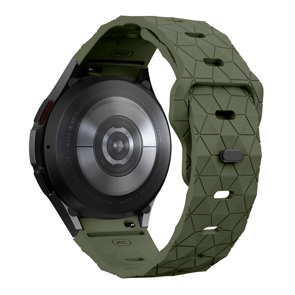 Galaxy Watch 6 44mm Zore KRD-116 20mm Futbol Desenli Spor Tasarımlı Silikon Kordon Koyu Yeşil