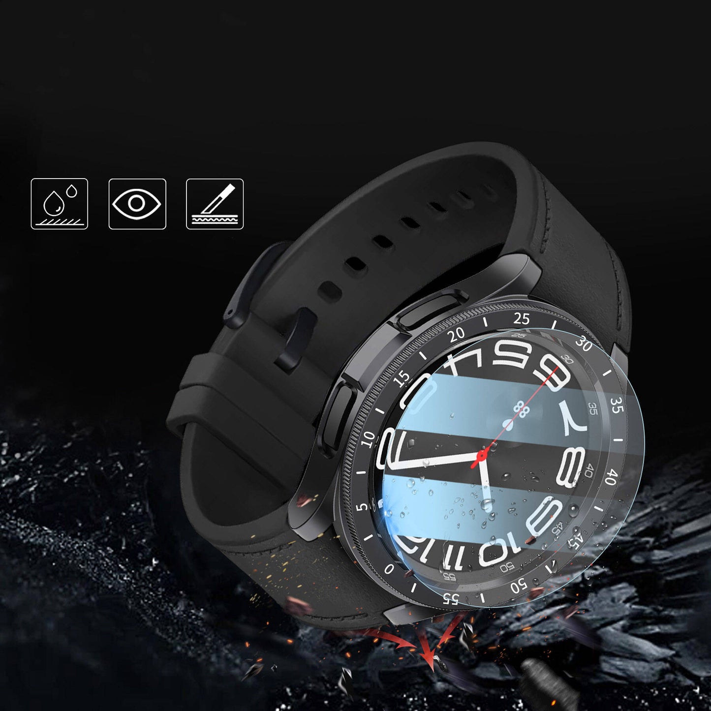 Galaxy Watch 6 Classic 47mm Sert PC Kasa ve Ekran Koruyucu Zore Sport Watch Gard 29 Beyaz