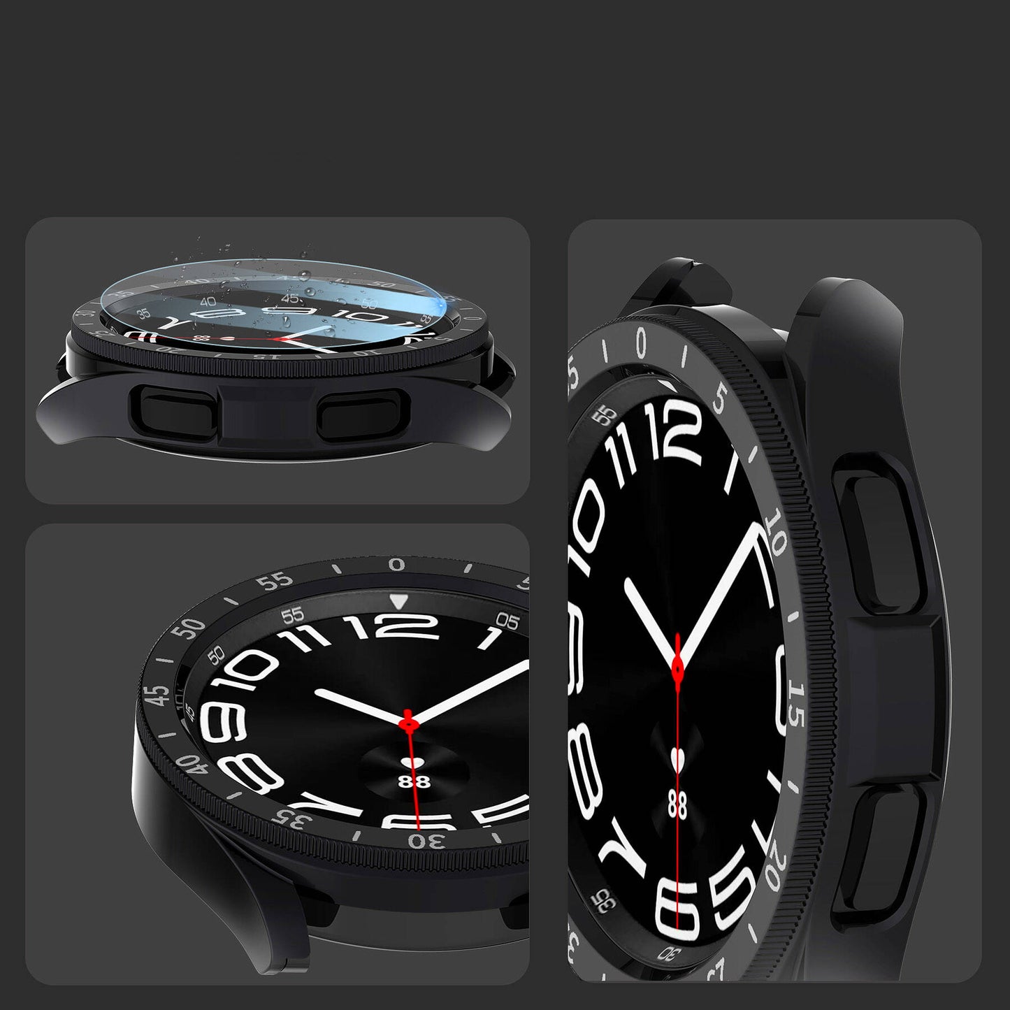 Galaxy Watch 6 Classic 47mm Sert PC Kasa ve Ekran Koruyucu Zore Sport Watch Gard 29 Beyaz