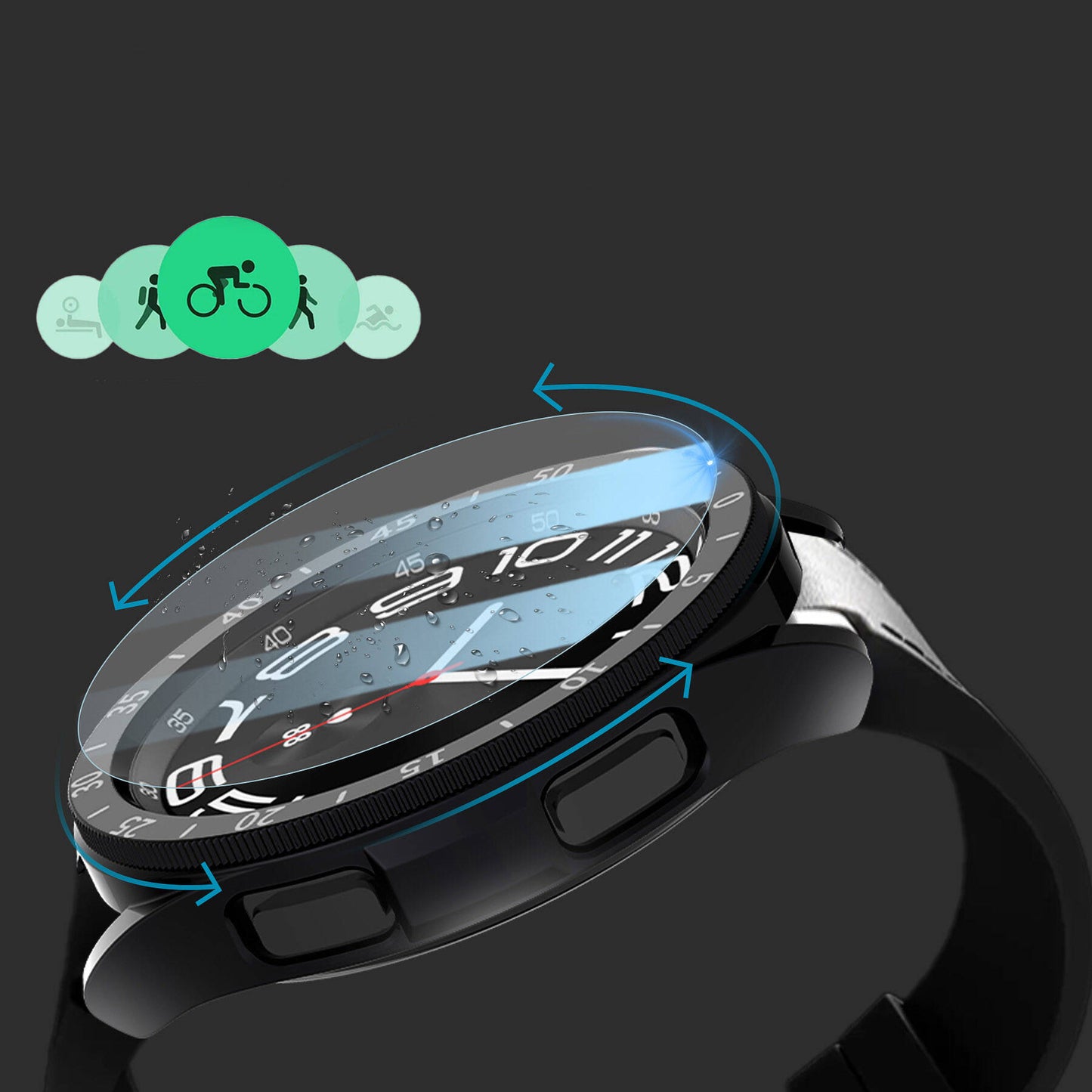 Galaxy Watch 6 Classic 47mm Sert PC Kasa ve Ekran Koruyucu Zore Sport Watch Gard 29 Beyaz
