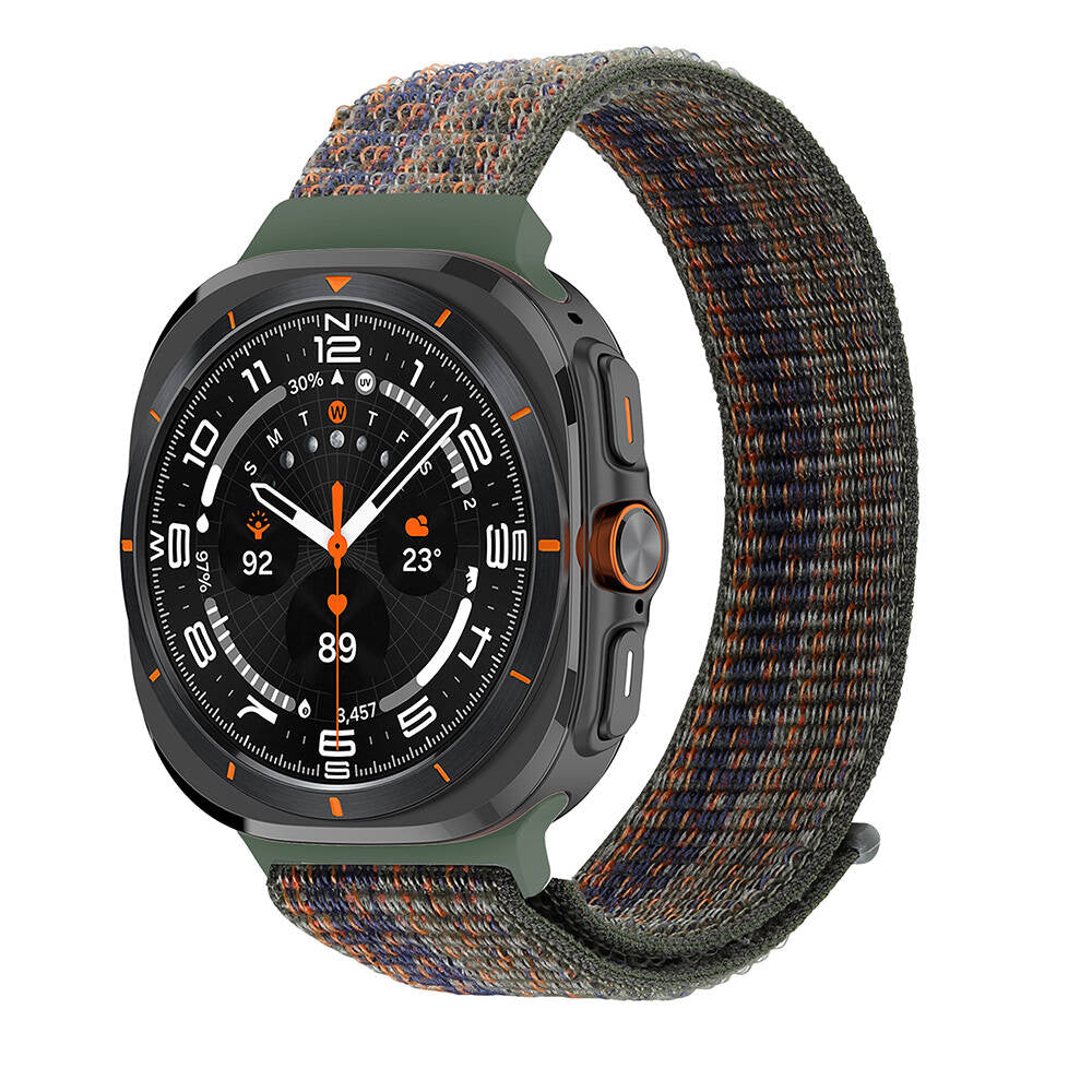 Galaxy Watch Ultra 47mm Zore KRD-03 Hasır Kordon Yeşil-Turuncu