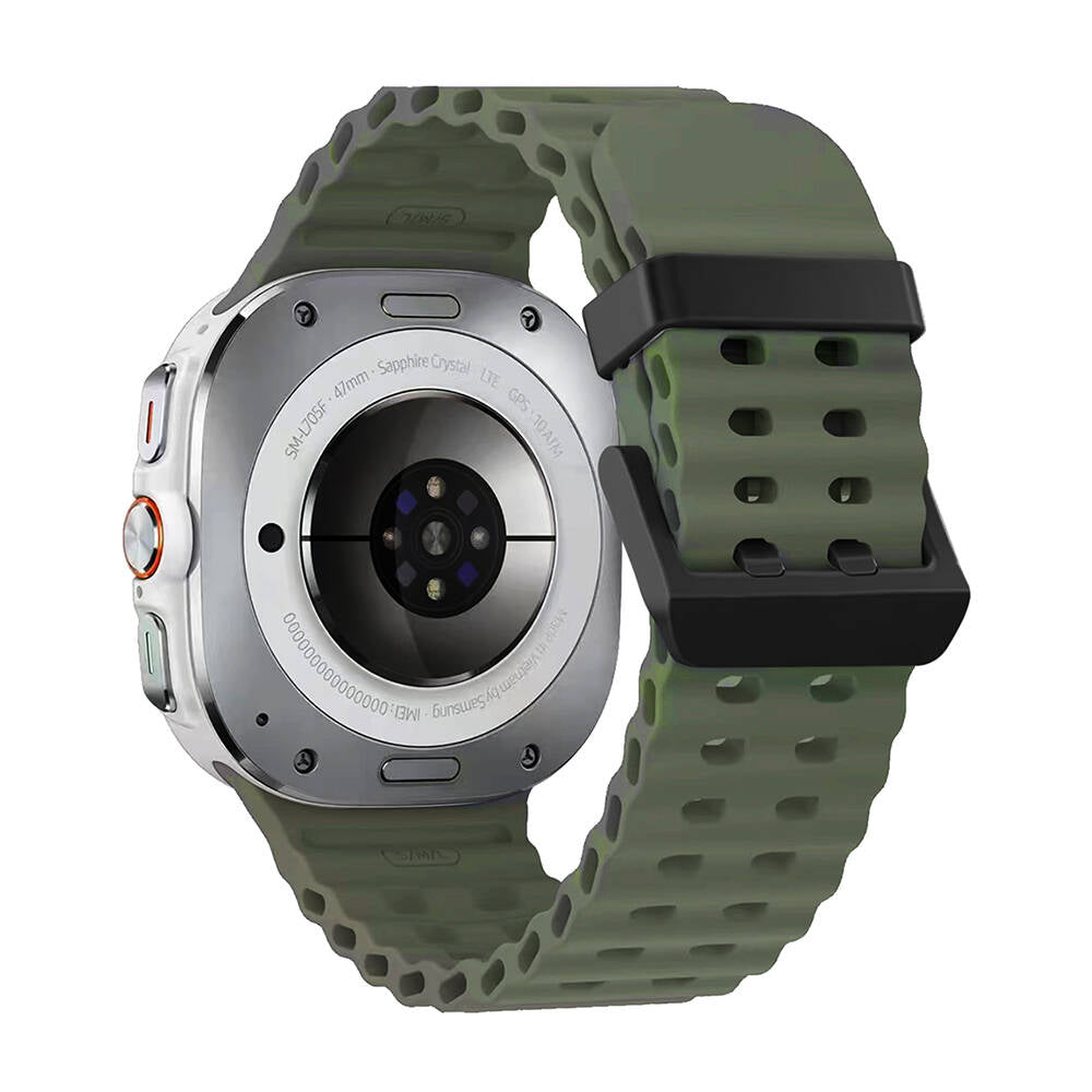 Galaxy Watch Ultra 47mm Zore KRD-118 Tırtıklı Tasarım Silikon Kordon Siyah