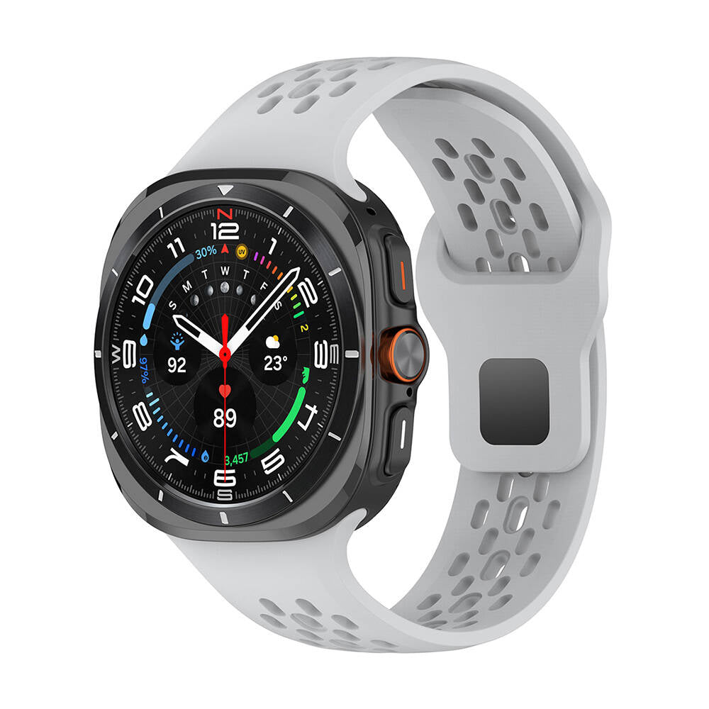 Galaxy Watch Ultra 47mm Zore KRD-119 Delikli Tasarım Silikon Kordon Gri