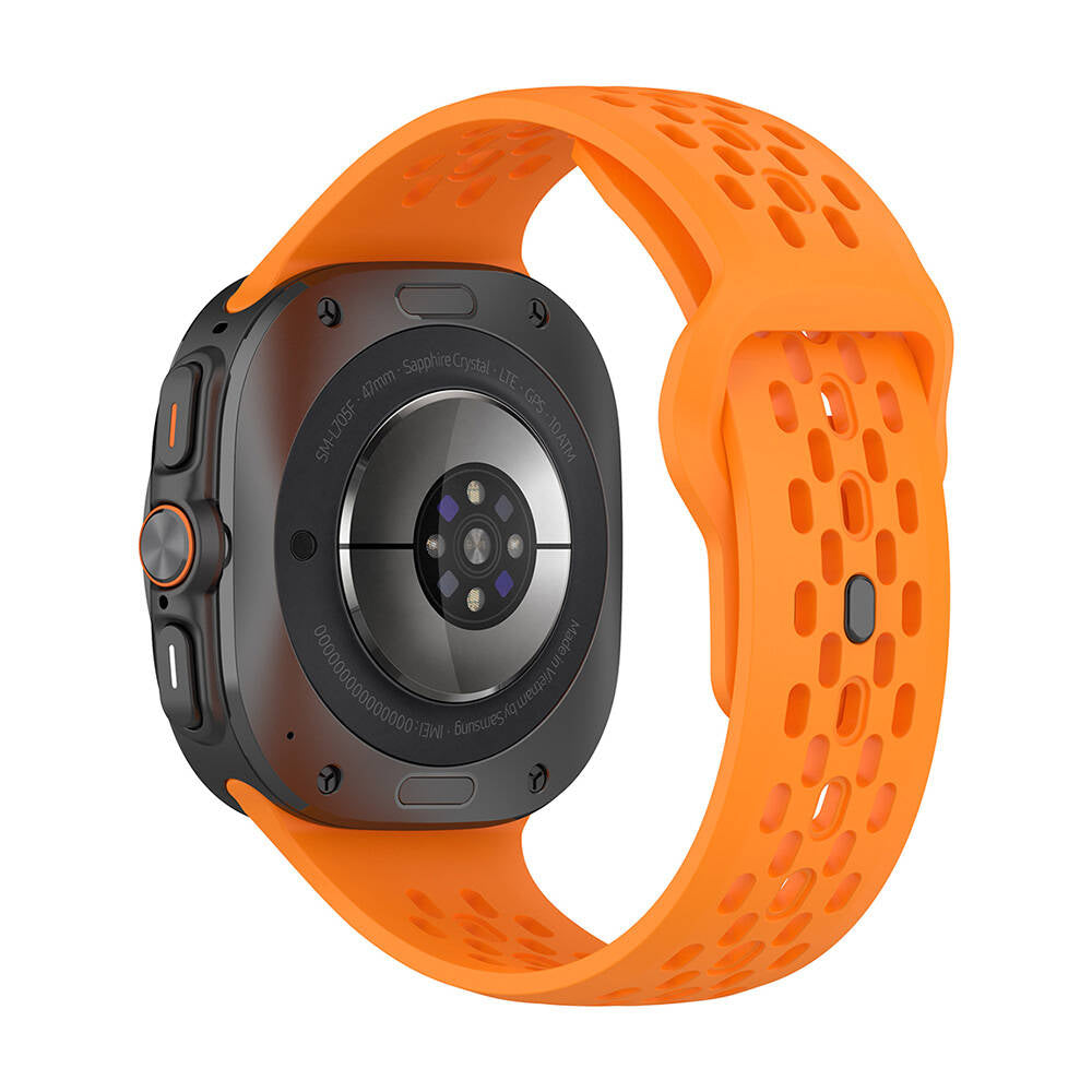 Galaxy Watch Ultra 47mm Zore KRD-119 Delikli Tasarım Silikon Kordon Turuncu