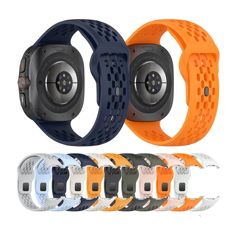 Galaxy Watch Ultra 47mm Zore KRD-119 Delikli Tasarım Silikon Kordon Beyaz