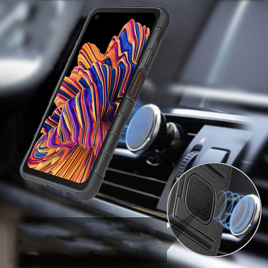 Galaxy XCover Pro Kılıf Zore Double Clip Kapak Siyah