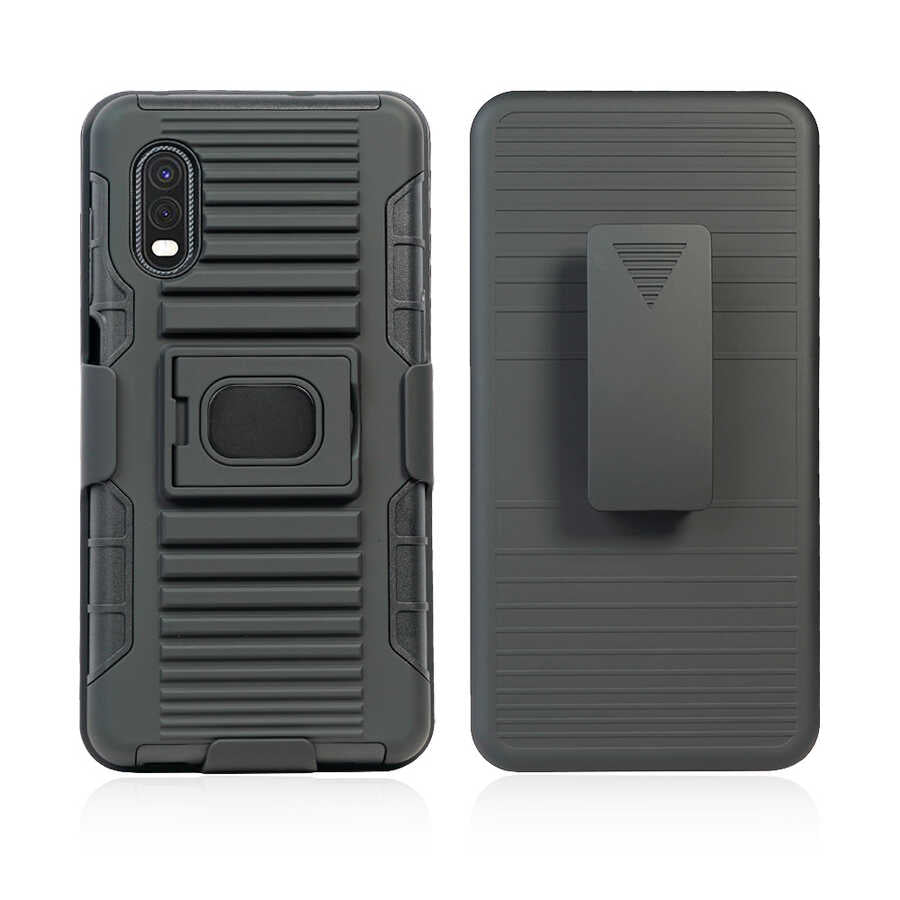 Galaxy XCover Pro Kılıf Zore Double Clip Kapak Siyah