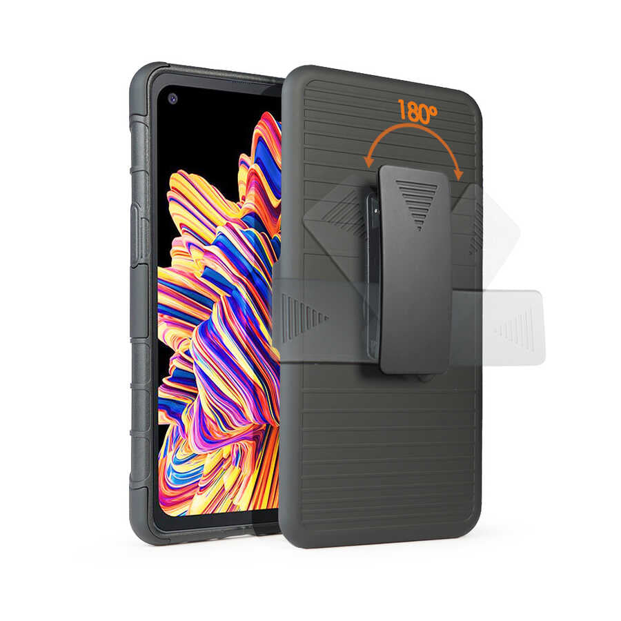 Galaxy XCover Pro Kılıf Zore Double Clip Kapak Siyah