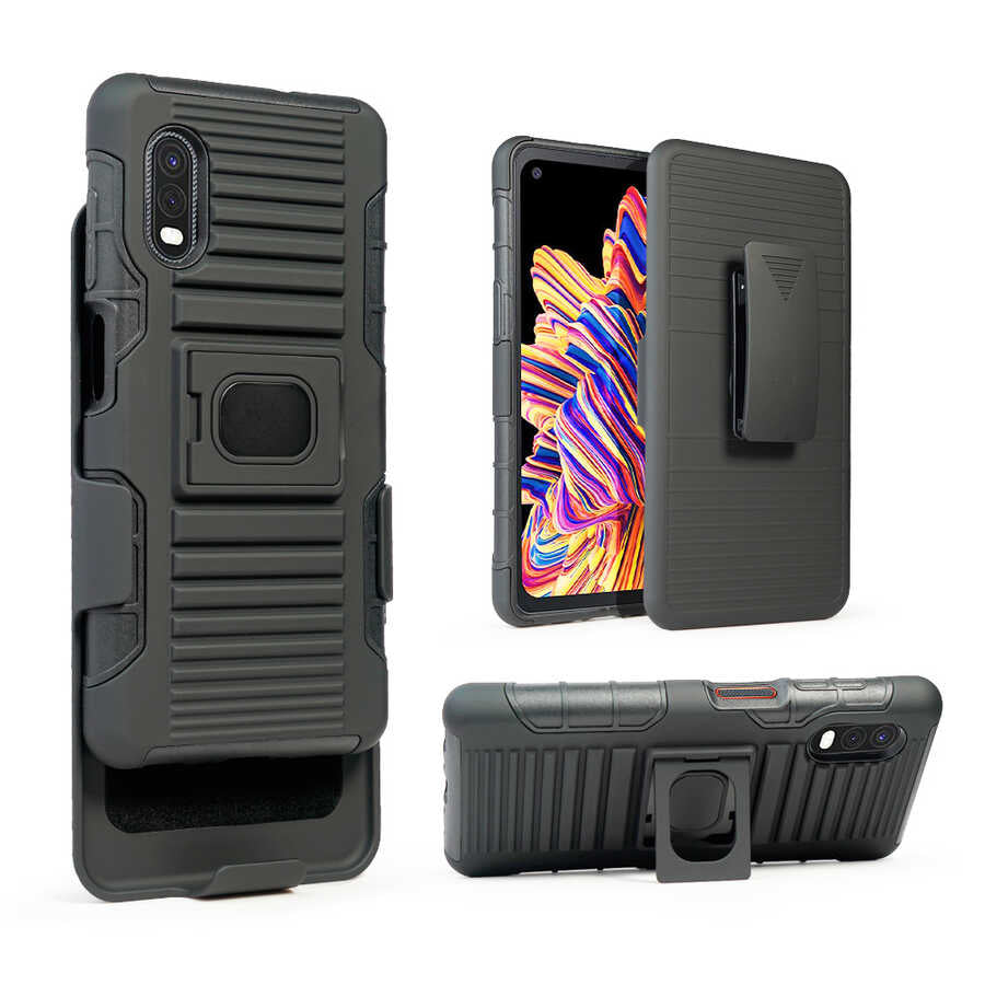 Galaxy XCover Pro Kılıf Zore Double Clip Kapak Siyah