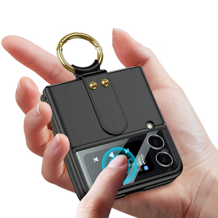Galaxy Z Flip 3 Kılıf Zore Flip Ring Kıpta Kapak Gümüş