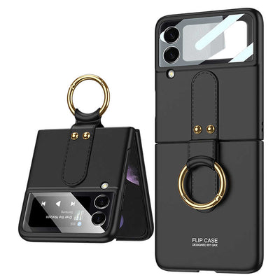 Galaxy Z Flip 3 Kılıf Zore Flip Ring Kıpta Kapak Siyah