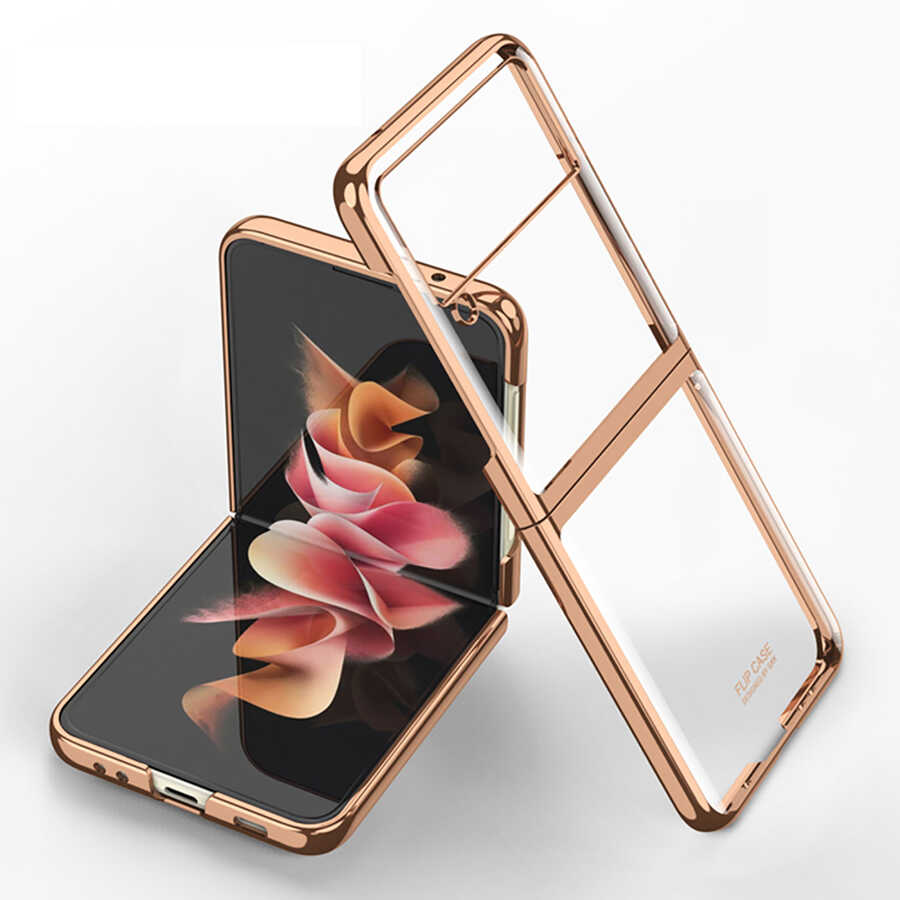 Galaxy Z Flip 3 Kılıf Zore Kıpta Kapak Gold