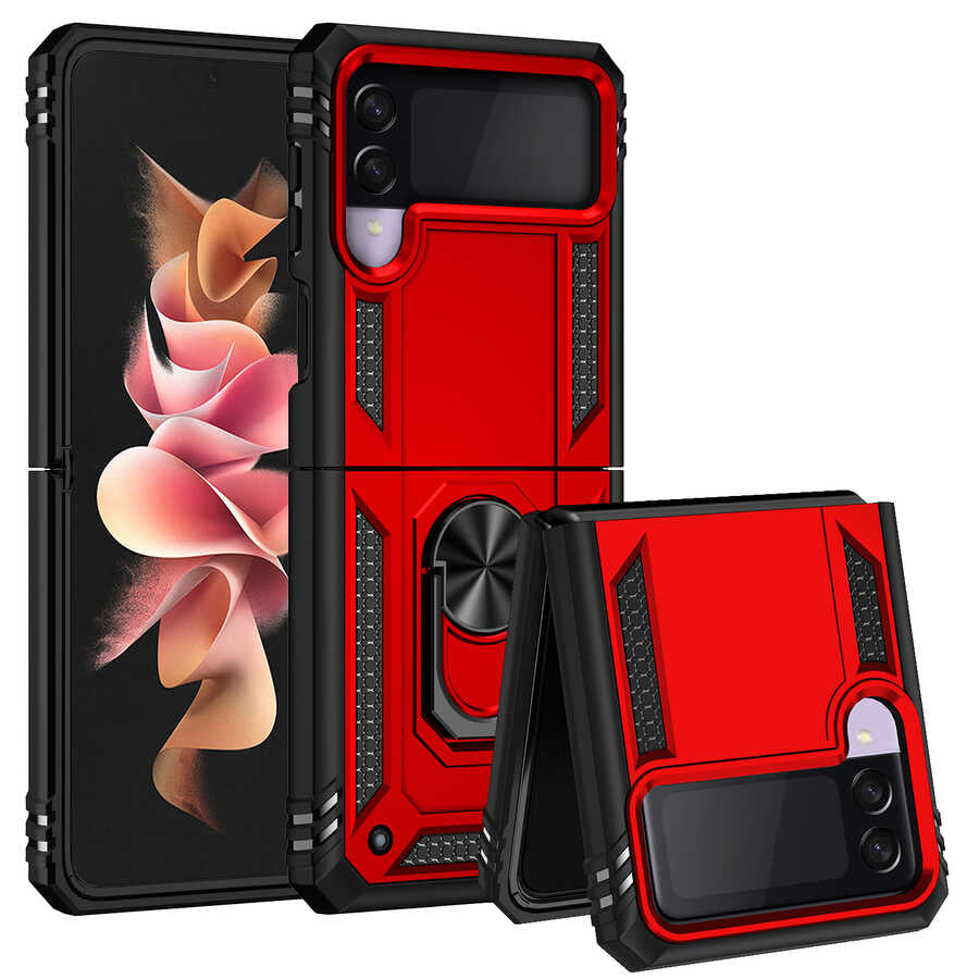Galaxy Z Flip 3 Kılıf Zore Vega Kapak Kırmızı