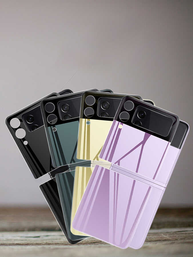 Galaxy Z Flip 3 Zore 3D Standart 2 in 1 Arka Koruyucu Lila