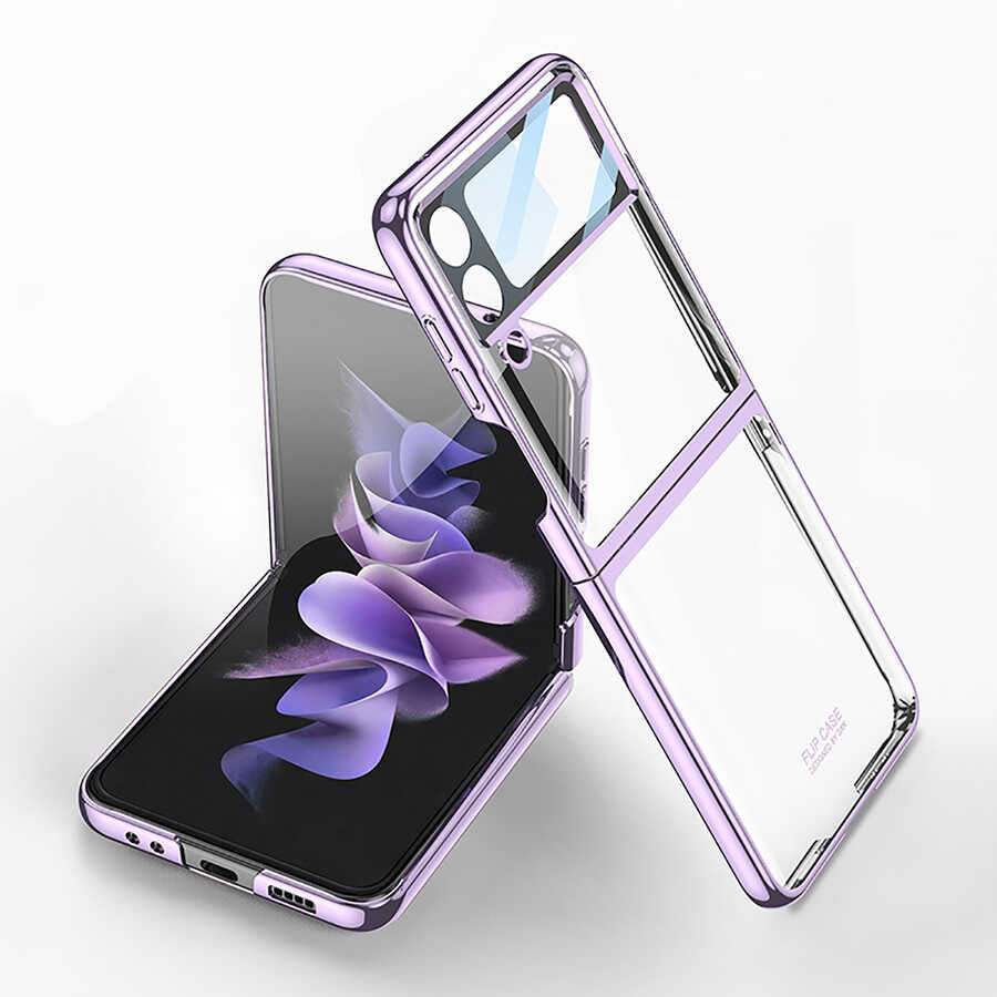Galaxy Z Flip 4 Kılıf Zore Kıpta Lensli Kapak Mor