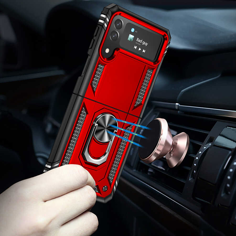 Galaxy Z Flip 4 Kılıf Zore Vega Kapak Kırmızı