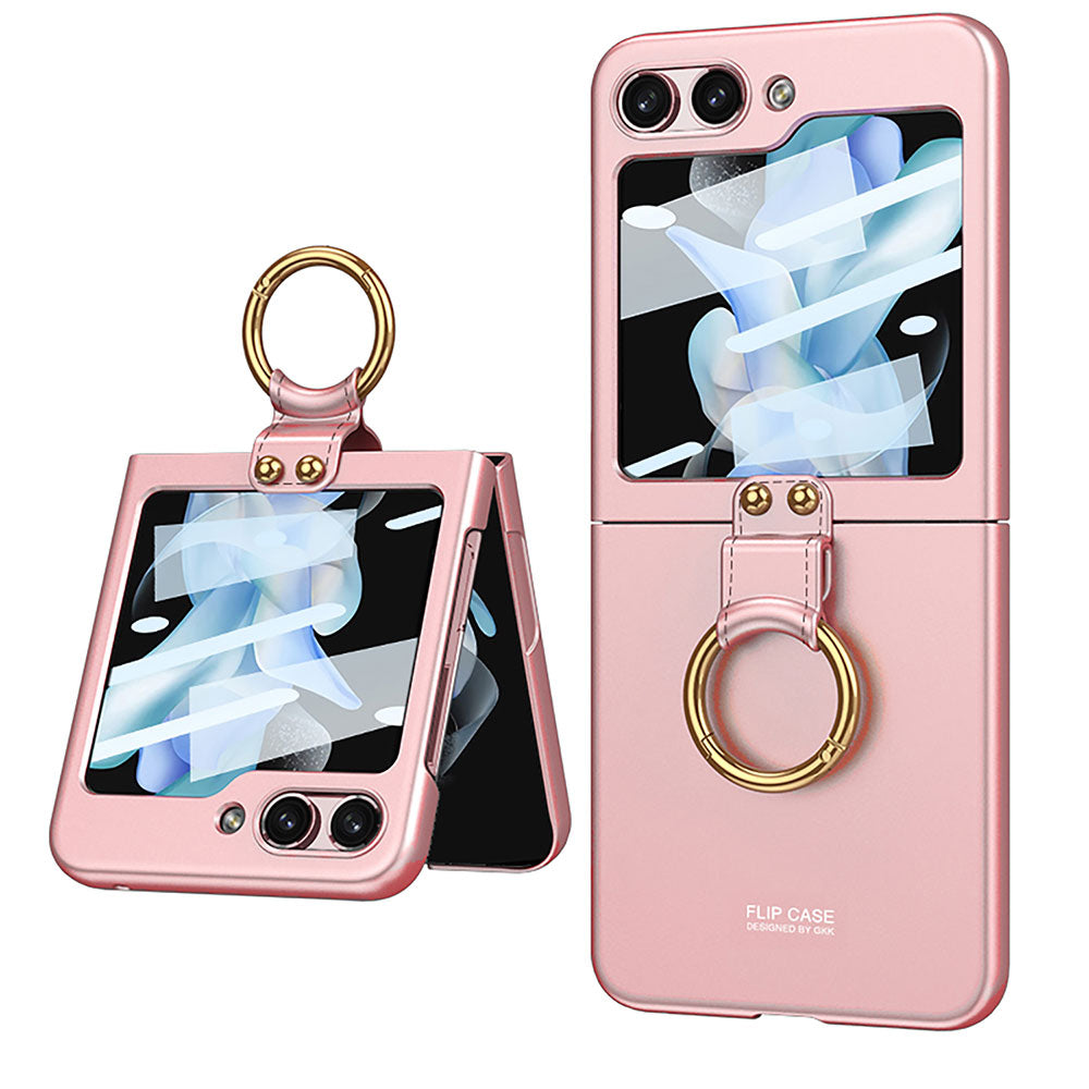 Galaxy Z Flip 5 Kılıf Zore Kıpta Yüzüklü Flip Sert Kapak Siyah