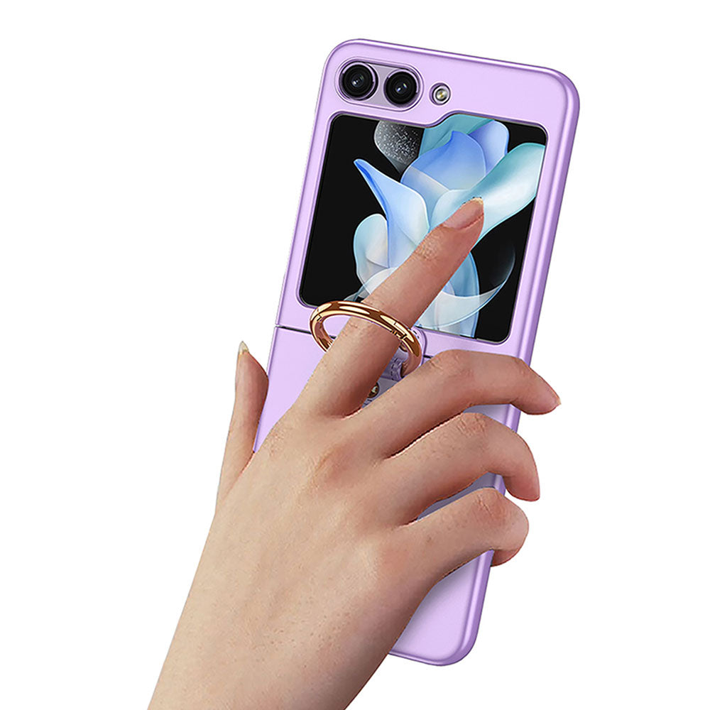 Galaxy Z Flip 5 Kılıf Zore Kıpta Yüzüklü Flip Sert Kapak Mor