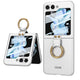 Galaxy Z Flip 5 Kılıf Zore Kıpta Yüzüklü Flip Sert Kapak Gümüş