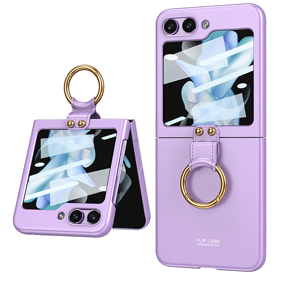 Galaxy Z Flip 5 Kılıf Zore Kıpta Yüzüklü Flip Sert Kapak Mor