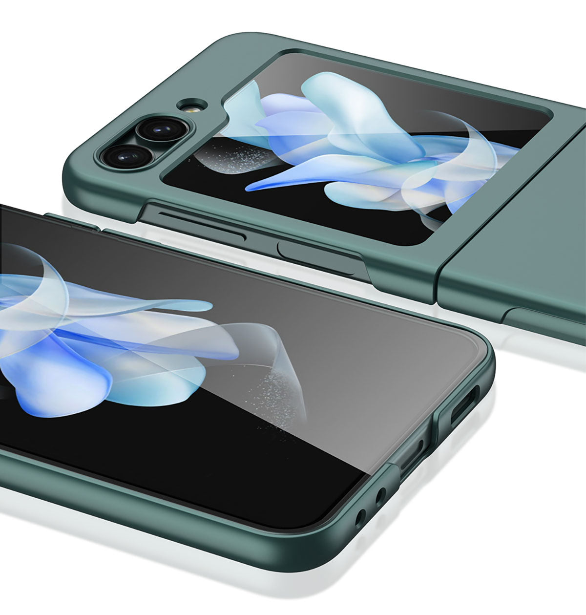 Galaxy Z Flip 5 Kılıf Zore Sert Kıpta Kapak Koyu Yeşil