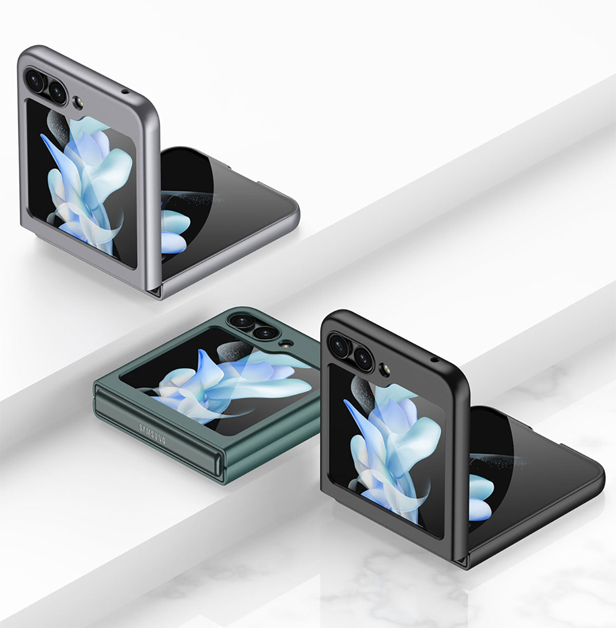 Galaxy Z Flip 5 Kılıf Zore Sert Kıpta Kapak Pembe