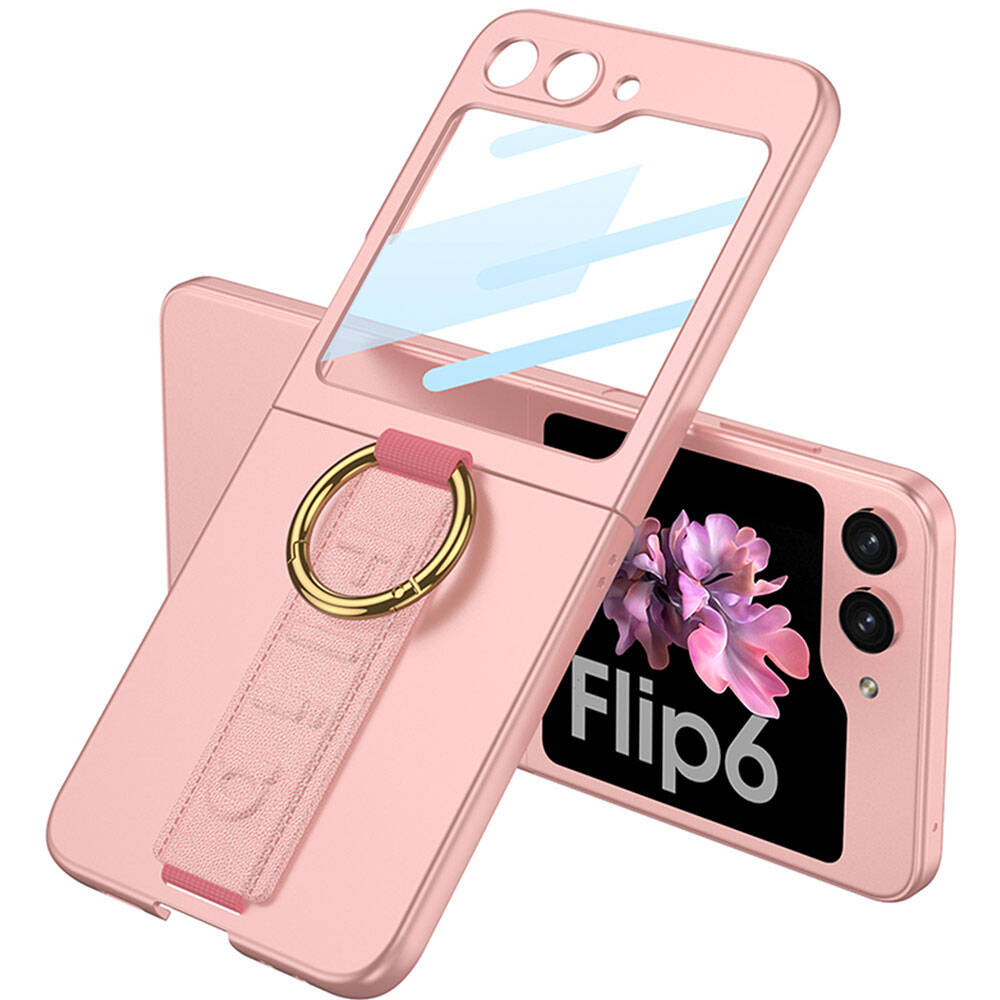 Galaxy Z Flip 6 Kılıf Kamera Korumalı Yüzüklü Zore Flip Ring Kıpta Kapak Siyah