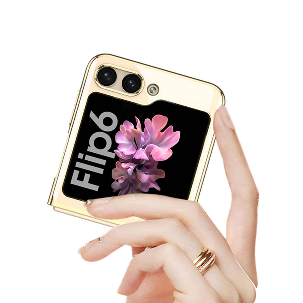 Galaxy Z Flip 6 Kılıf Zore Full Camlı Kıpta Kapak Mavi