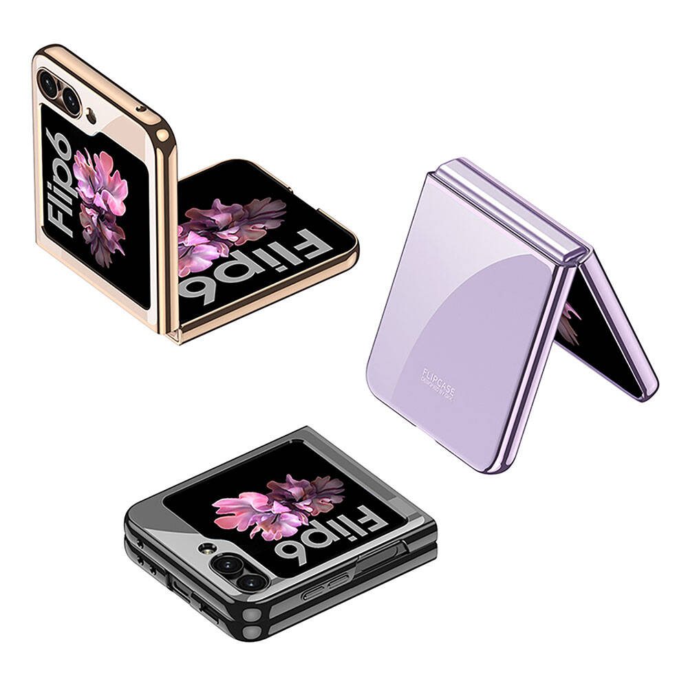 Galaxy Z Flip 6 Kılıf Zore Full Camlı Kıpta Kapak Mavi