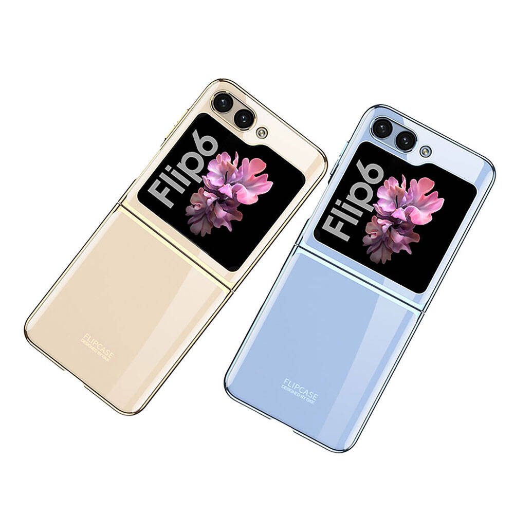 Galaxy Z Flip 6 Kılıf Zore Full Camlı Kıpta Kapak Şeffaf