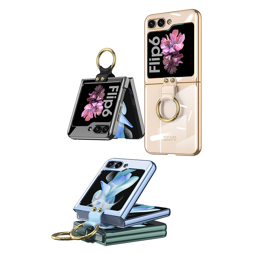 Galaxy Z Flip 6 Kılıf Zore Yüzüklü Kıpta Kapak Şeffaf