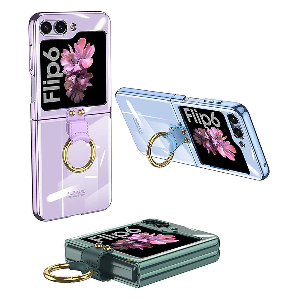 Galaxy Z Flip 6 Kılıf Zore Yüzüklü Kıpta Kapak Gold