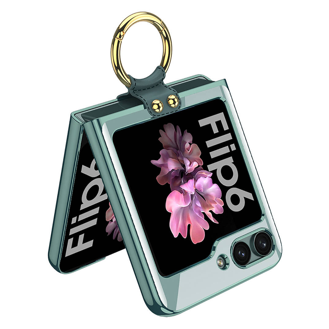 Galaxy Z Flip 6 Kılıf Zore Yüzüklü Kıpta Kapak Şeffaf