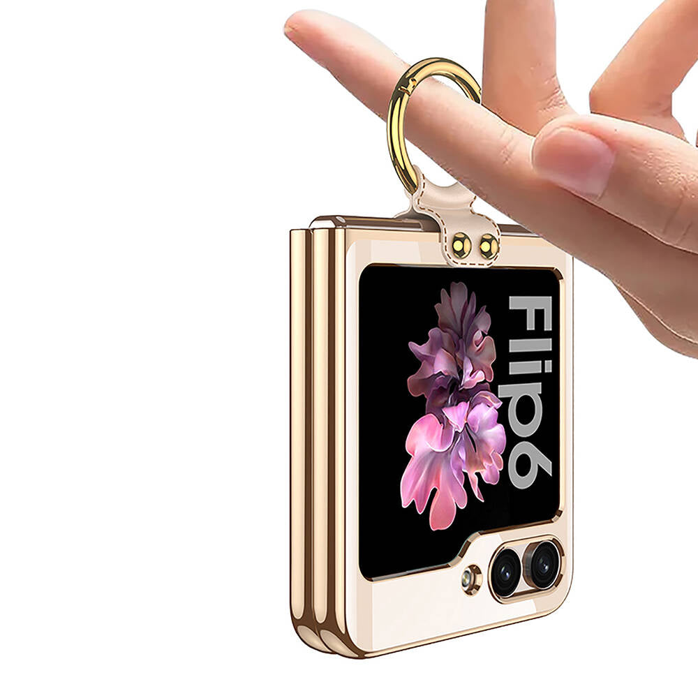 Galaxy Z Flip 6 Kılıf Zore Yüzüklü Kıpta Kapak Mavi