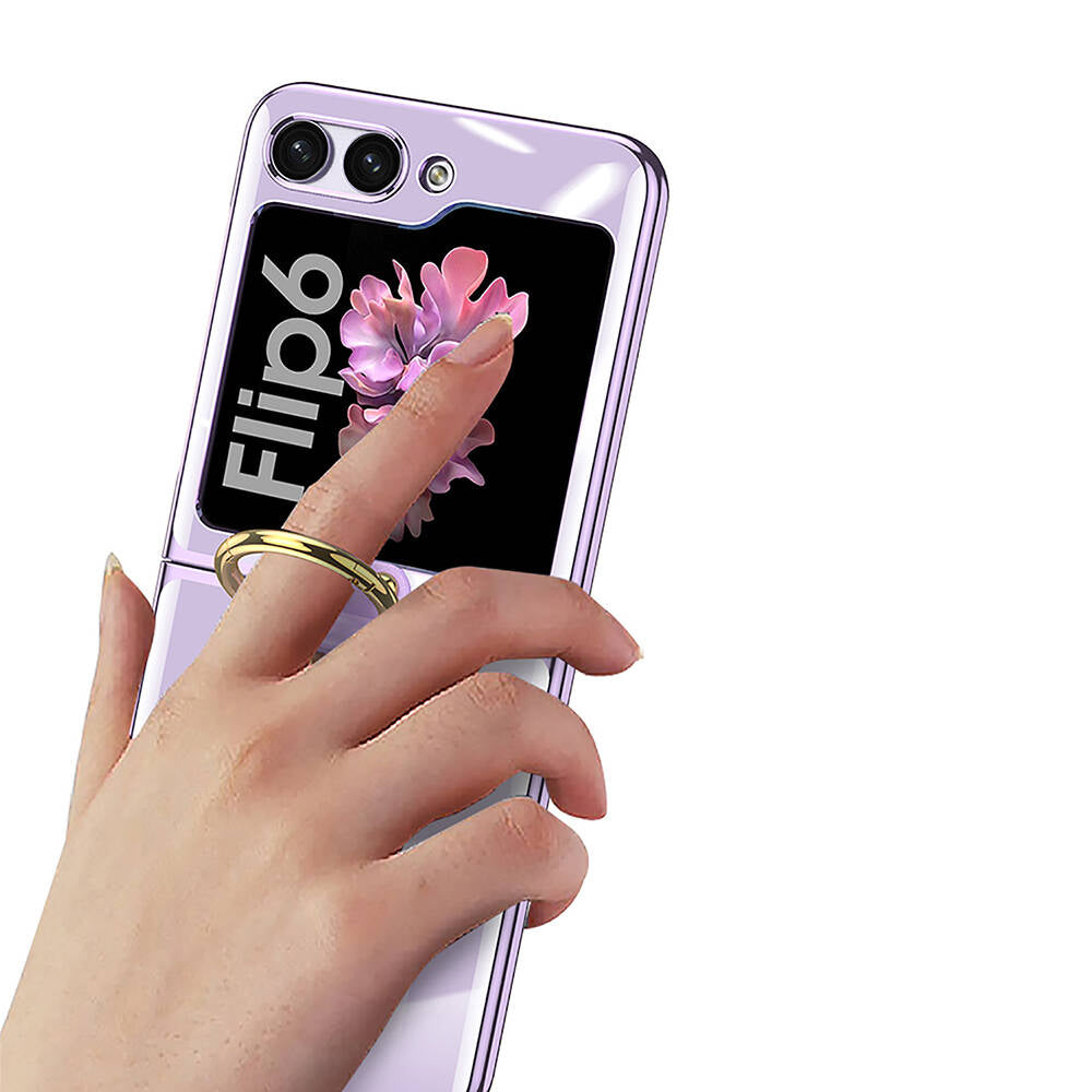 Galaxy Z Flip 6 Kılıf Zore Yüzüklü Kıpta Kapak Lila