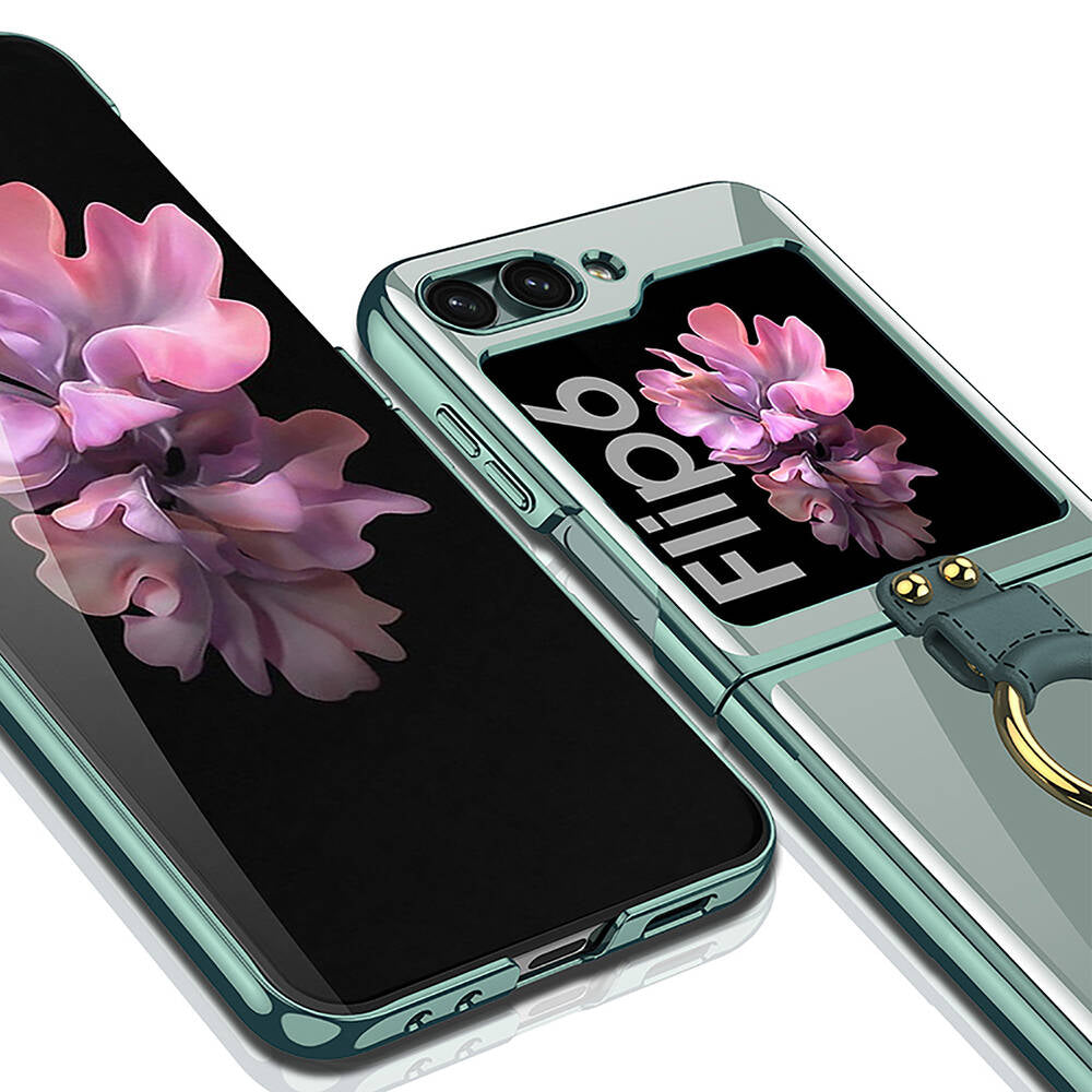 Galaxy Z Flip 6 Kılıf Zore Yüzüklü Kıpta Kapak Siyah