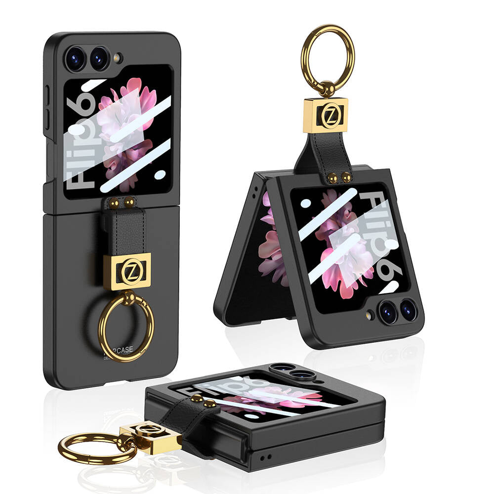 Galaxy Z Flip 6 Kılıf Zore Z Harfli Yüzüklü Kıpta Kapak Titanyum-Gri