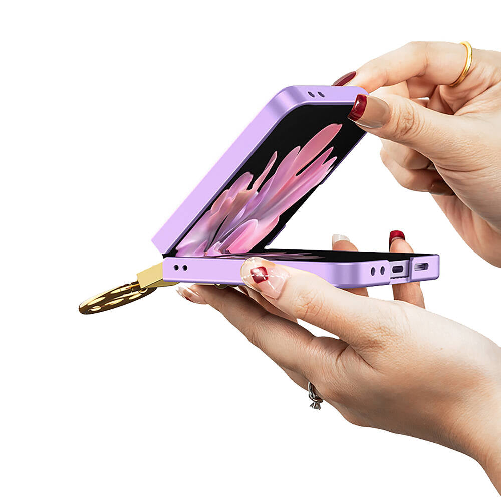 Galaxy Z Flip 6 Kılıf Zore Z Harfli Yüzüklü Kıpta Kapak Pembe