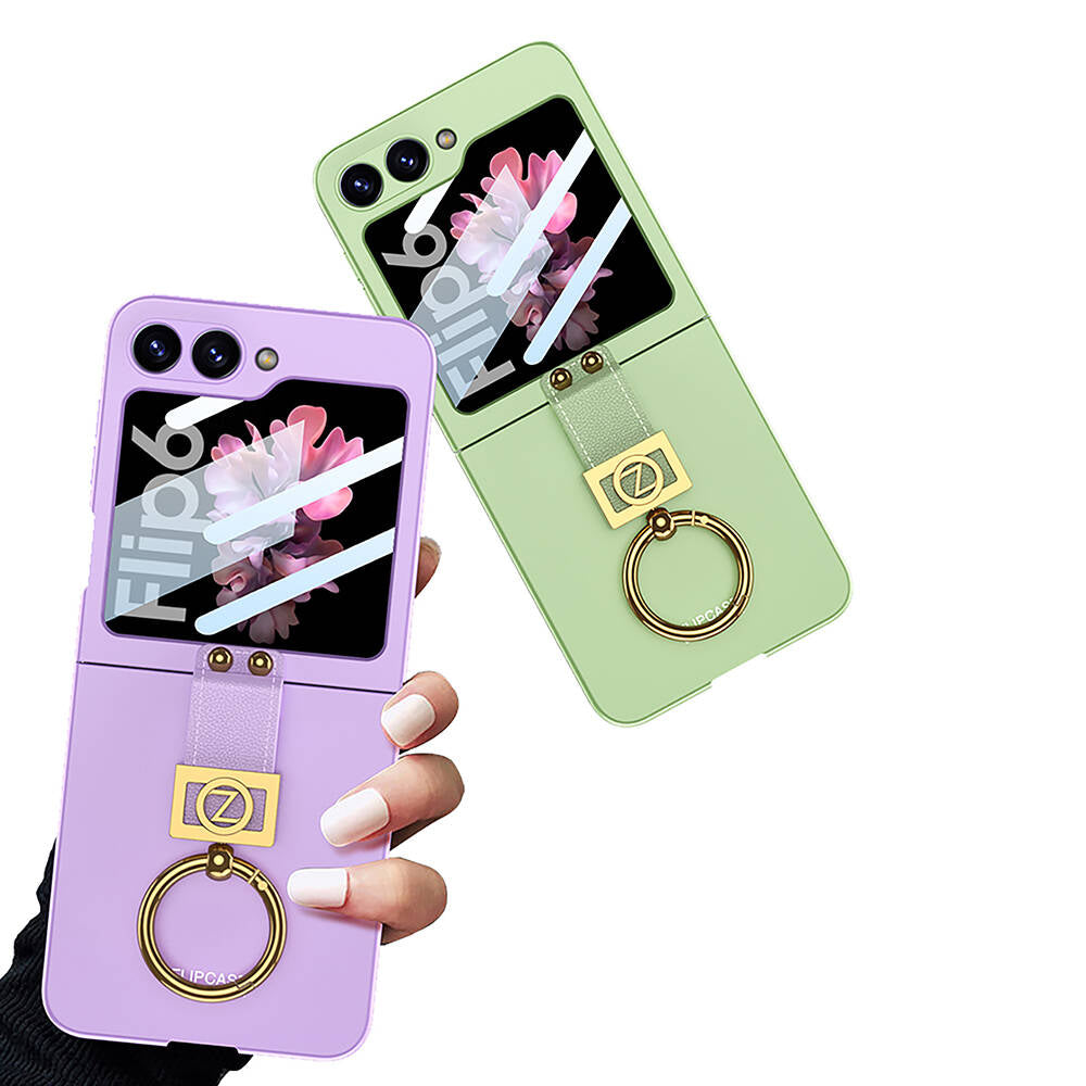 Galaxy Z Flip 6 Kılıf Zore Z Harfli Yüzüklü Kıpta Kapak Koyu Yeşil