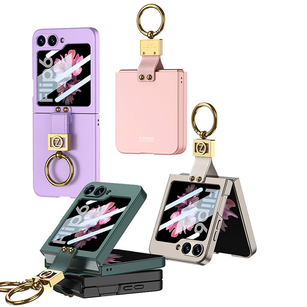 Galaxy Z Flip 6 Kılıf Zore Z Harfli Yüzüklü Kıpta Kapak Siyah