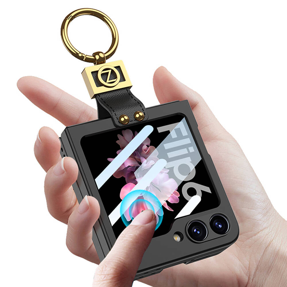 Galaxy Z Flip 6 Kılıf Zore Z Harfli Yüzüklü Kıpta Kapak Lila