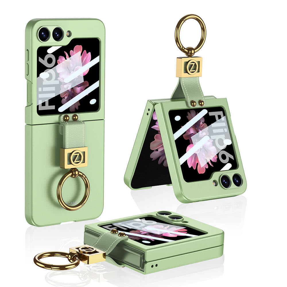 Galaxy Z Flip 6 Kılıf Zore Z Harfli Yüzüklü Kıpta Kapak Siyah