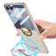 Galaxy Z Flip 7 Kılıf M-safe Şarj Özellikli Zore Kıpta Yüzüklü Flip Sert Kapak Pembe