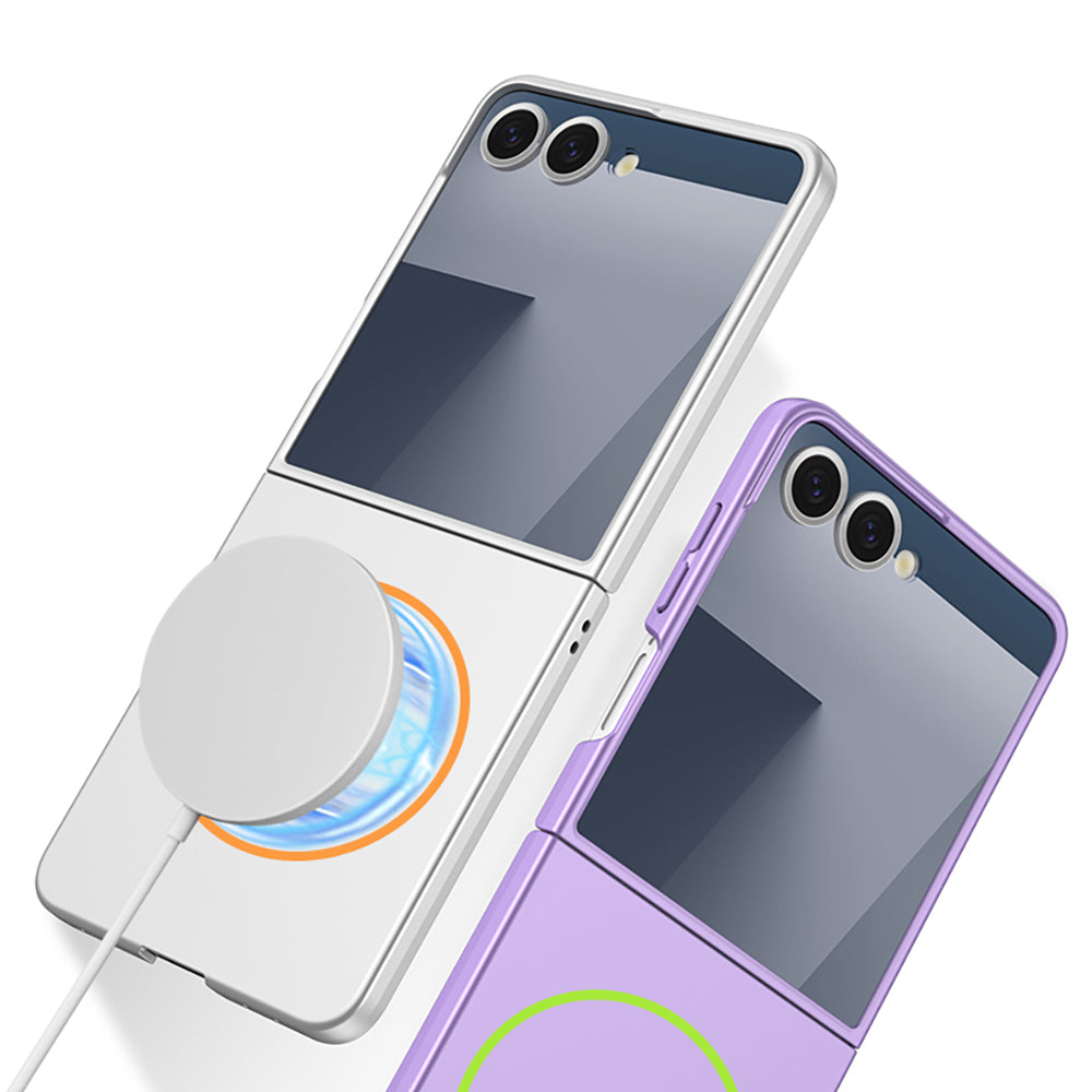 Galaxy Z Flip 7 Kılıf Wireless Şarj Özellikli Zore Kıpta M-safe Kapak Lacivert