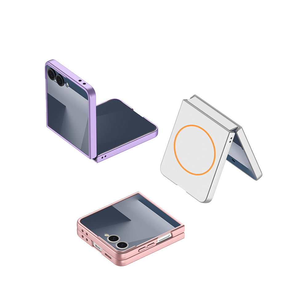 Galaxy Z Flip 7 Kılıf Wireless Şarj Özellikli Zore Kıpta M-safe Kapak Lacivert