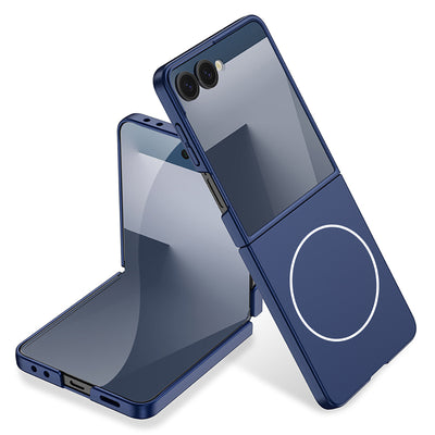 Galaxy Z Flip 7 Kılıf Wireless Şarj Özellikli Zore Kıpta M-safe Kapak Lacivert