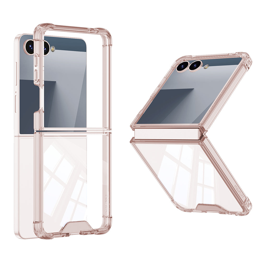 Galaxy Z Flip 7 Kılıf Zore Full Camlı Kıpta Kapak Pembe