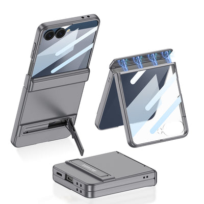 Galaxy Z Flip 7 Kılıf Zore Kıpta Standlı Kapak Gümüş